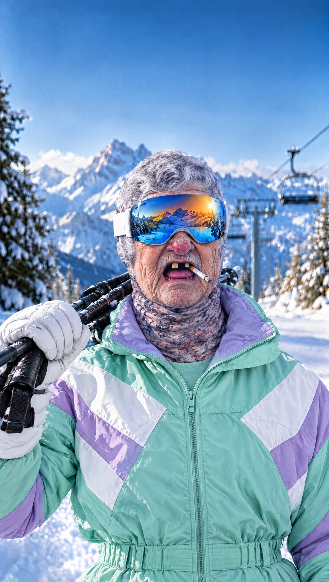 Nana Powder ski mask worn on the slopes